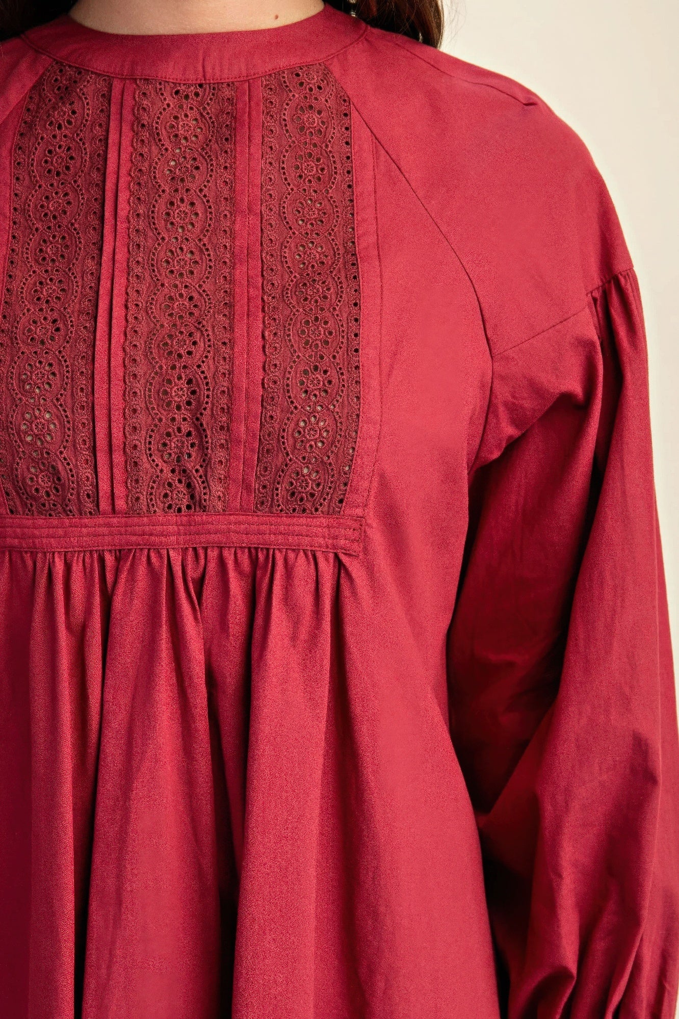 The Lacy is our long sleeve mini dress with a beautiful lace detail. Crafted from high-quality cotton, this elegant dress combines a classic design with contemporary comfort and a luxurious feel. Perfect for casual outings, evening events, or any occasion where you want to look stylish and feel comfortable. Fabric: Made from 100% cotton. Colour: plum.