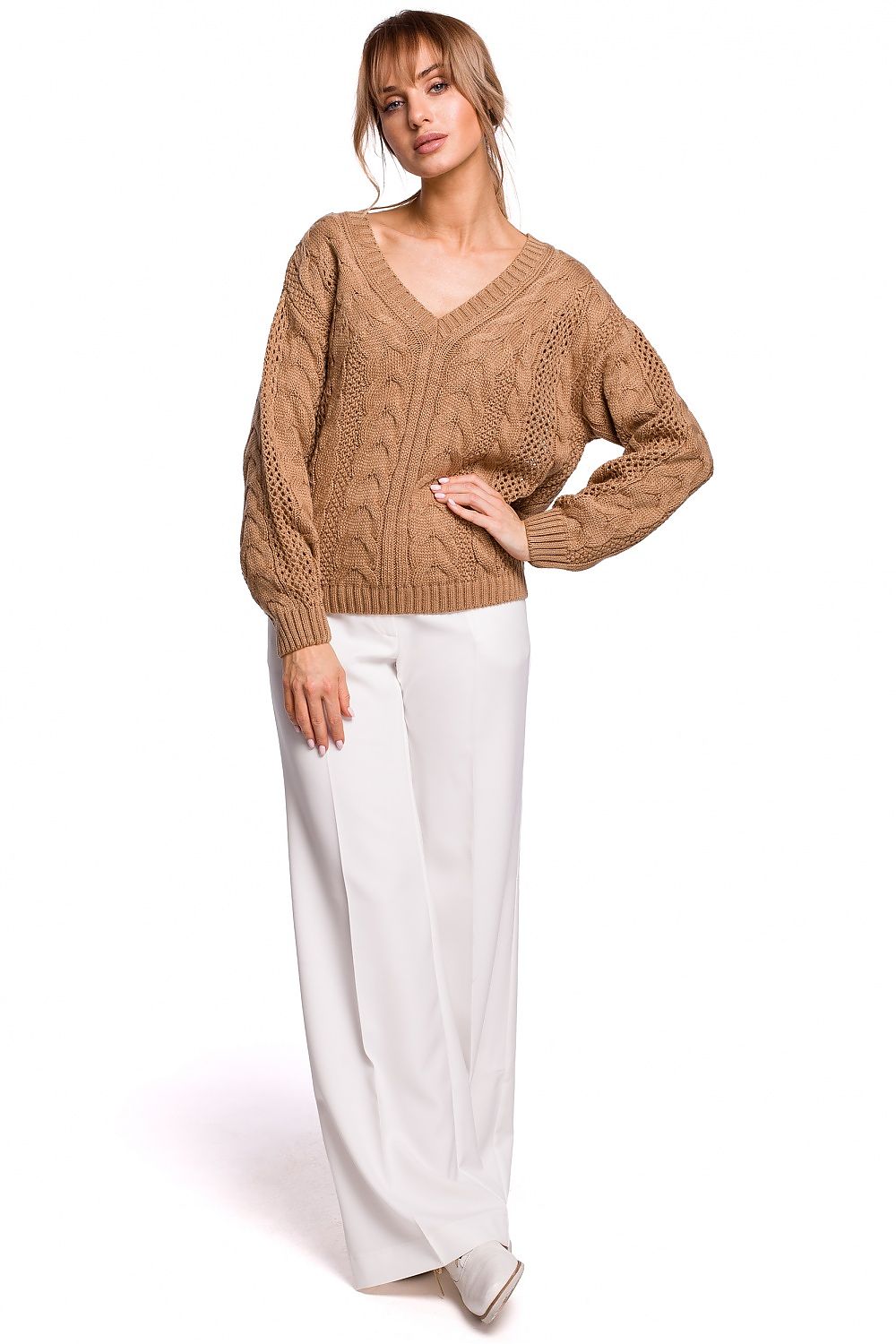 Featuring a delicate openwork plaid weave and a sweetheart neckline, this is a lightweight brown sweater for inclement weather and warmer days. Perfect for layering up.