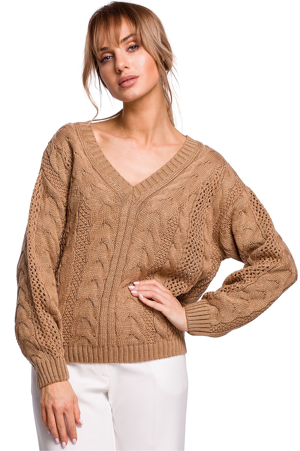 Featuring a delicate openwork plaid weave and a sweetheart neckline, this is a lightweight brown sweater for inclement weather and warmer days. Perfect for layering up.