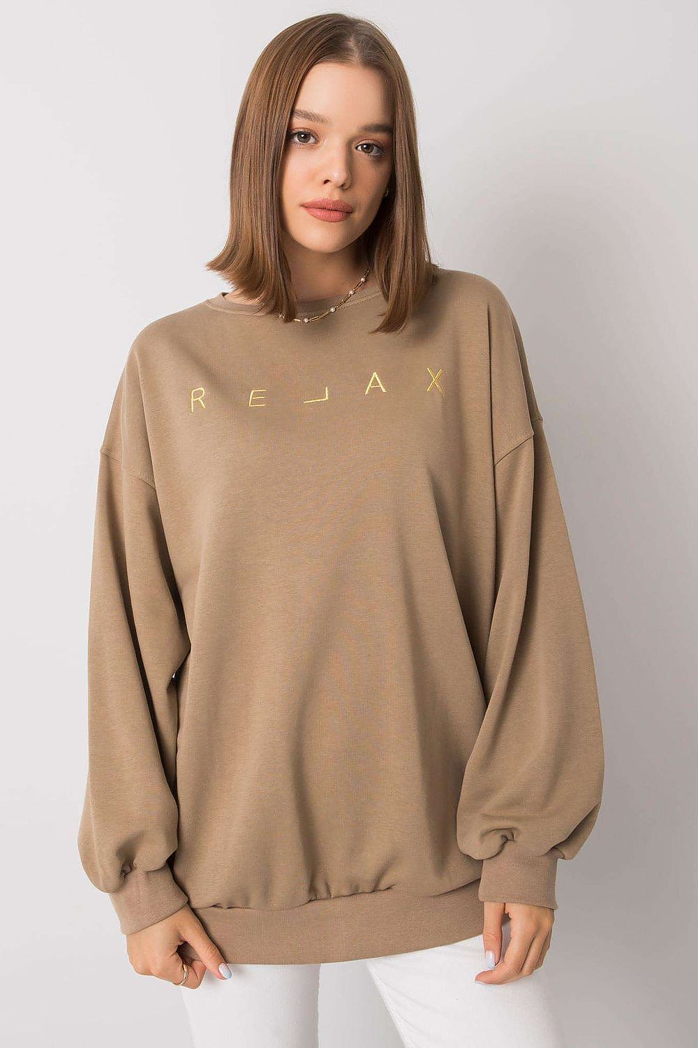 Brown oversized crew neck sweatshirt. Perfect for everyday wear.