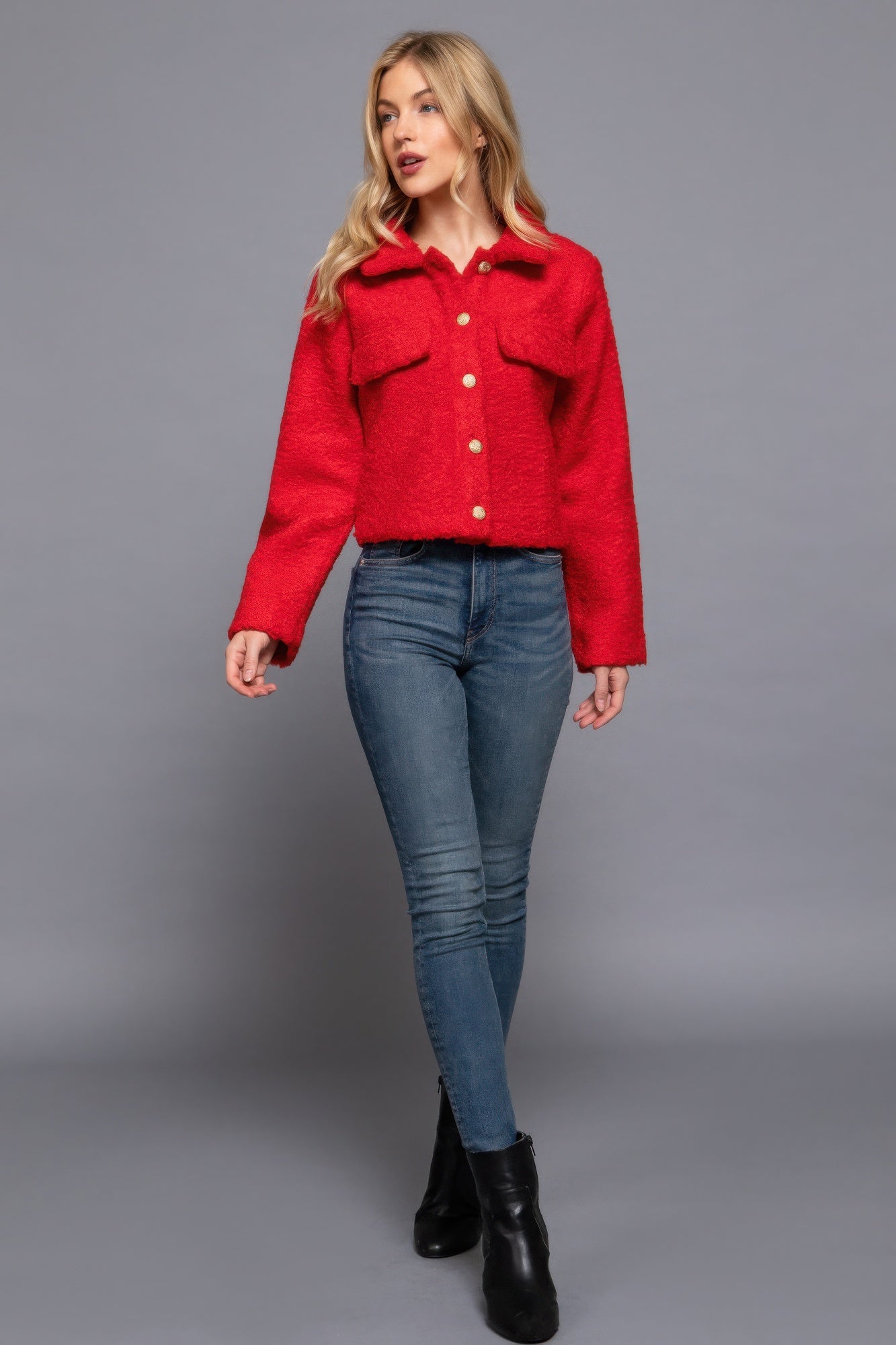 The Elsa is our long sleeve teddy fleece jacket that’s perfect for chilly days. Our jacket is designed for comfort, making it a go-to piece for everyday wear. Ideal for layering over tees or sweaters. Fabric: 100% polyester. Colour: red.